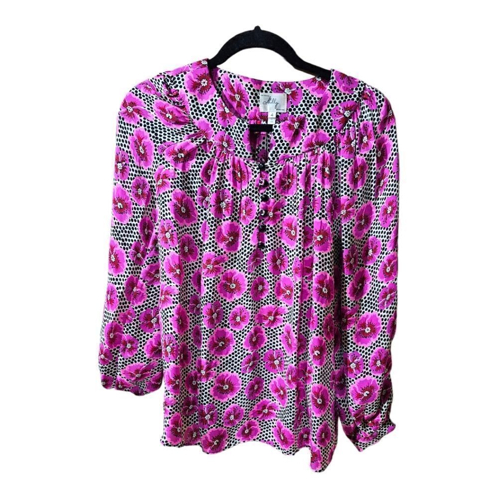 MILLY Polka Dot & Floral Tunic Top Blouse - Size 4‎